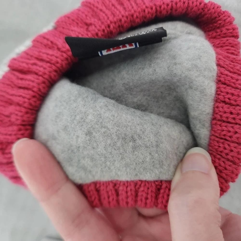 New Era NFL Indianapolis Colts Women Grey Pink Pom Beanie Knit Hat Fleece Lined